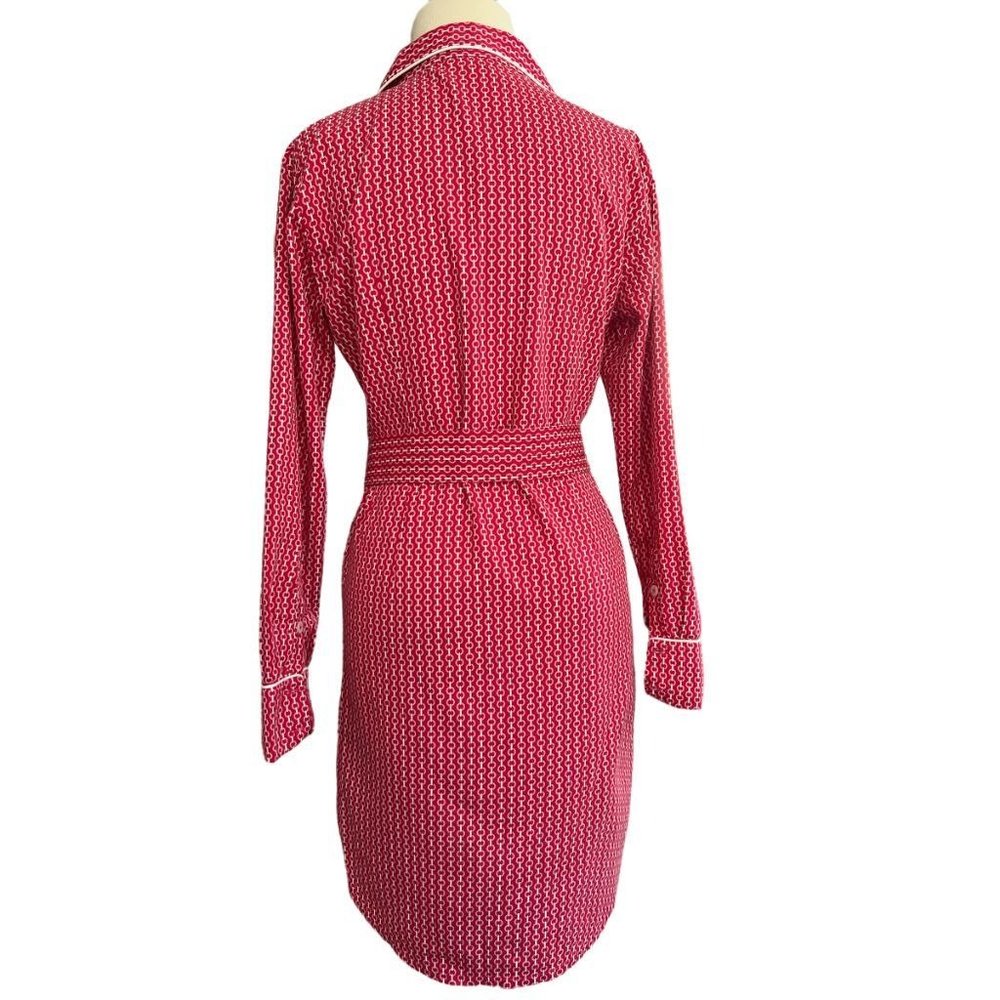 4 Kayce Hughes Shirt Dress Pink Links Belted Retro